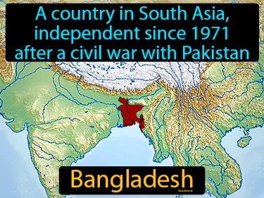 a country in South Asia, independent since 1971 after a civil war with Pakistan