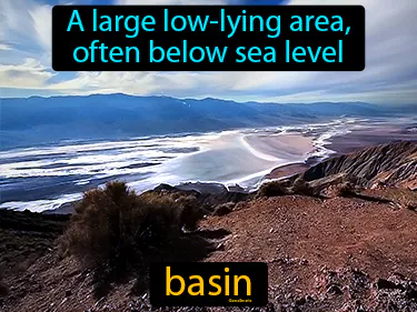 a large low-lying area, often below sea level