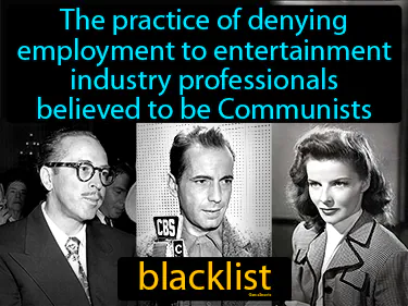 the practice of denying employment to entertainment industry professionals believed to be Communists