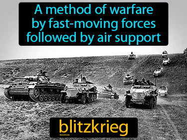 a method of warfare by fast-moving forces followed by air support