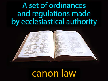A set of ordinances and regulations made by ecclesiastical authority