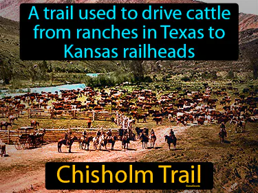 a trail used to drive cattle from ranches in Texas to Kansas railheads