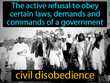 the active refusal to obey certain laws, demands and commands of a government
