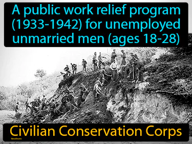 a public work relief program (1933-1942) for unemployed unmarried men (ages 18-28)