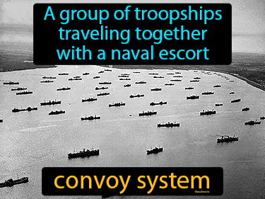 a group of troopships traveling together with a naval escort