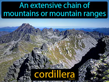 an extensive chain of mountains or mountain ranges