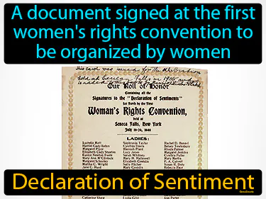 a document signed at the first women's rights convention to be organized by women