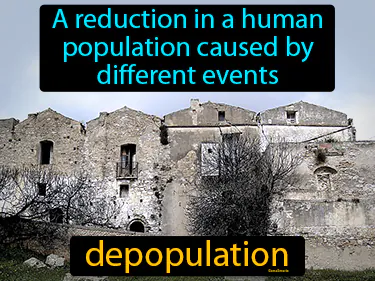 A reduction in a human population caused by different events