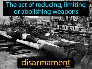 The act of reducing, limiting or abolishing weapons