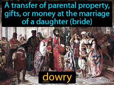 A transfer of parental property, gifts, or money at the marriage of a daughter (bride)