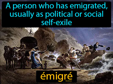 A person who has emigrated, usually as political or social self-exile