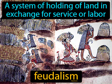 a system of holding of land in exchange for service or labor