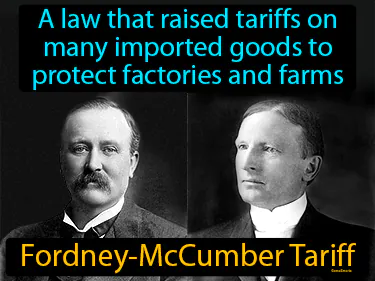 a law that raised tariffs on many imported goods to protect factories and farms