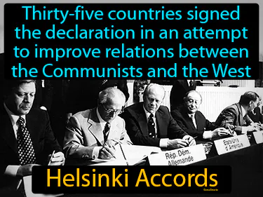 Thirty-five countries signed the declaration in an attempt to improve relations between the Communists and the West