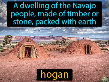 A dwelling of the Navajo people, made of timber or stone, packed with earth