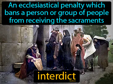 An ecclesiastical penalty which bans a person or group of people from receiving the sacraments