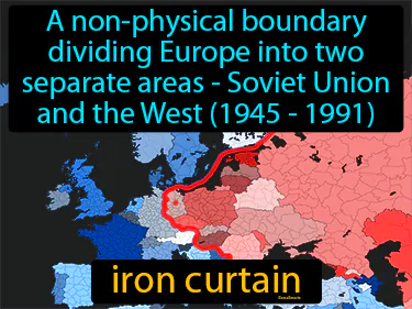 a non-physical boundary dividing Europe into two separate areas - Soviet Union and the West (1945 - 1991)