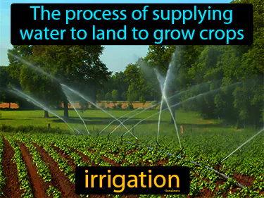 the process of supplying water to land to grow crops