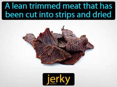 A lean trimmed meat that has been cut into strips and dried
