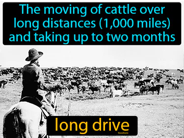 the moving of cattle over long distances (1,000 miles) and taking up to two months