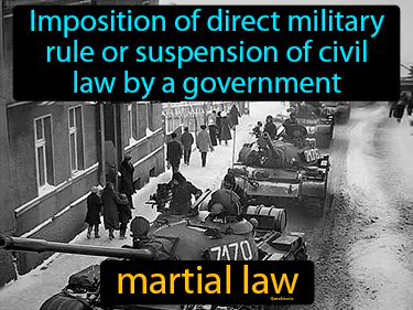 imposition of direct military rule or suspension of civil law by a government