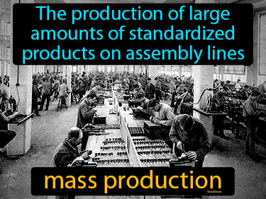 the production of large amounts of standardized products on assembly lines