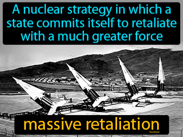 a nuclear strategy in which a state commits itself to retaliate with a much greater force