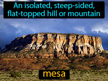 An isolated, steep-sided, flat-topped hill or mountain