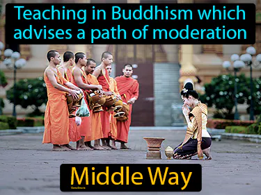 teaching in Buddhism which advises a path of moderation