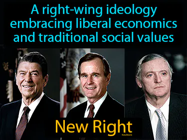 a right-wing ideology embracing liberal economics and traditional social values