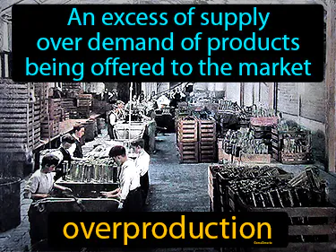 An excess of supply over demand of products being offered to the market