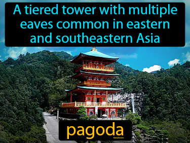 A tiered tower with multiple eaves common in eastern and southeastern Asia
