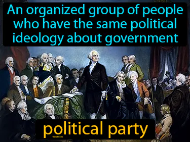 an organized group of people who have the same political ideology about government