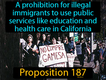 a prohibition for illegal immigrants to use public services like education and health care in California