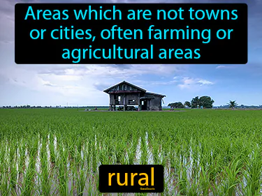 areas which are not towns or cities, often farming or agricultural areas