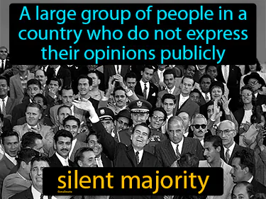 a large group of people in a country who do not express their opinions publicly
