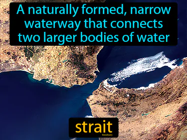 a naturally formed, narrow waterway that connects two larger bodies of water