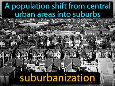 A population shift from central urban areas into suburbs