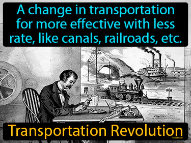 a change in transportation for more effective with less rate, like canals, railroads, etc.