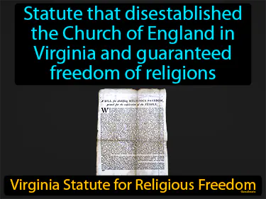 statute that disestablished the Church of England in Virginia and guaranteed freedom of religions