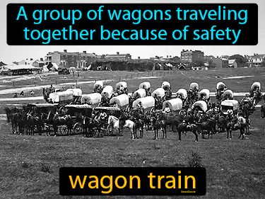 a group of wagons traveling 
together because of safety