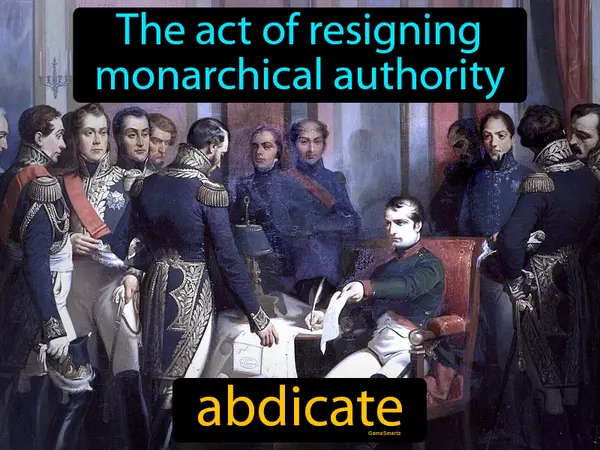 The act of resigning monarchical authority
