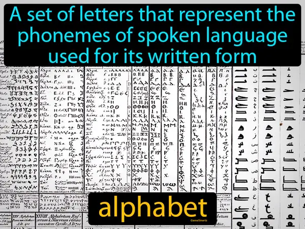 A set of letters that represent the phonemes of spoken language used for its written form