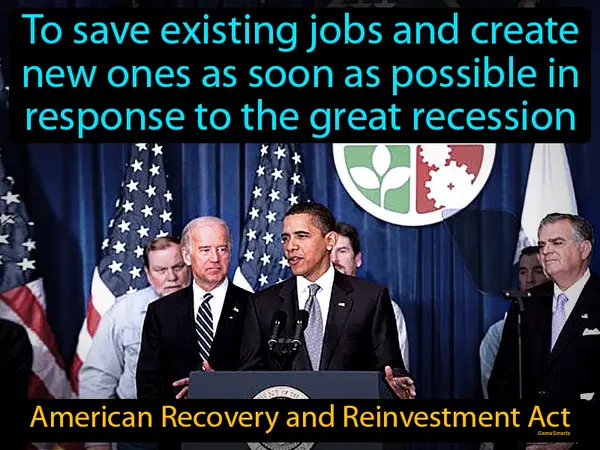 to save existing jobs and create new ones as soon as possible in response to the great recession