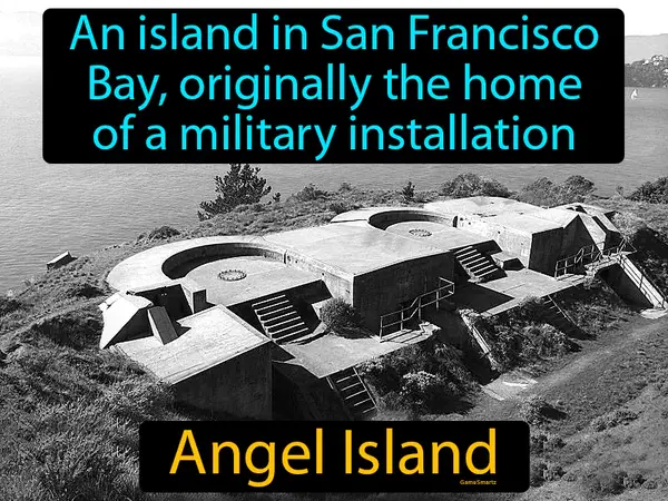 an island in San Francisco Bay, originally the home of a military installation