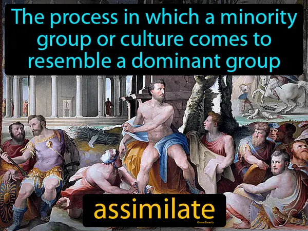 The process in which a minority group or culture comes to resemble a dominant group