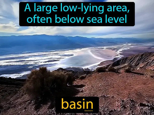 a large low-lying area, often below sea level