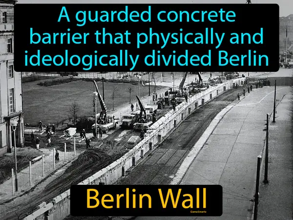 a guarded concrete barrier that physically and ideologically divided Berlin