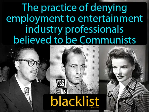 the practice of denying employment to entertainment industry professionals believed to be Communists