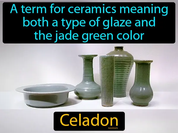 A term for ceramics meaning both a type of glaze and the jade green color